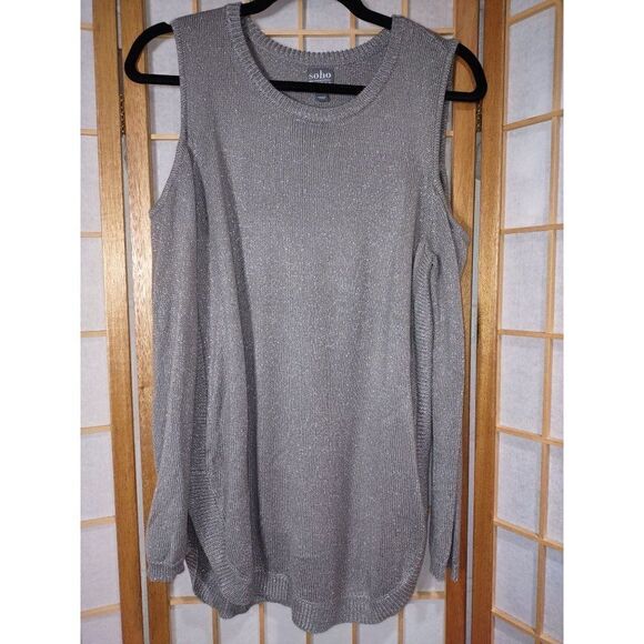 Soho St. Med Silver Cold Shoulder Sweater - Picture 2 of 13